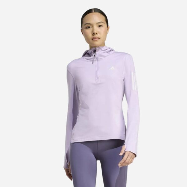 “OWN THE RUN” WINTERIZED HOODED HALF ZIPPER TOP